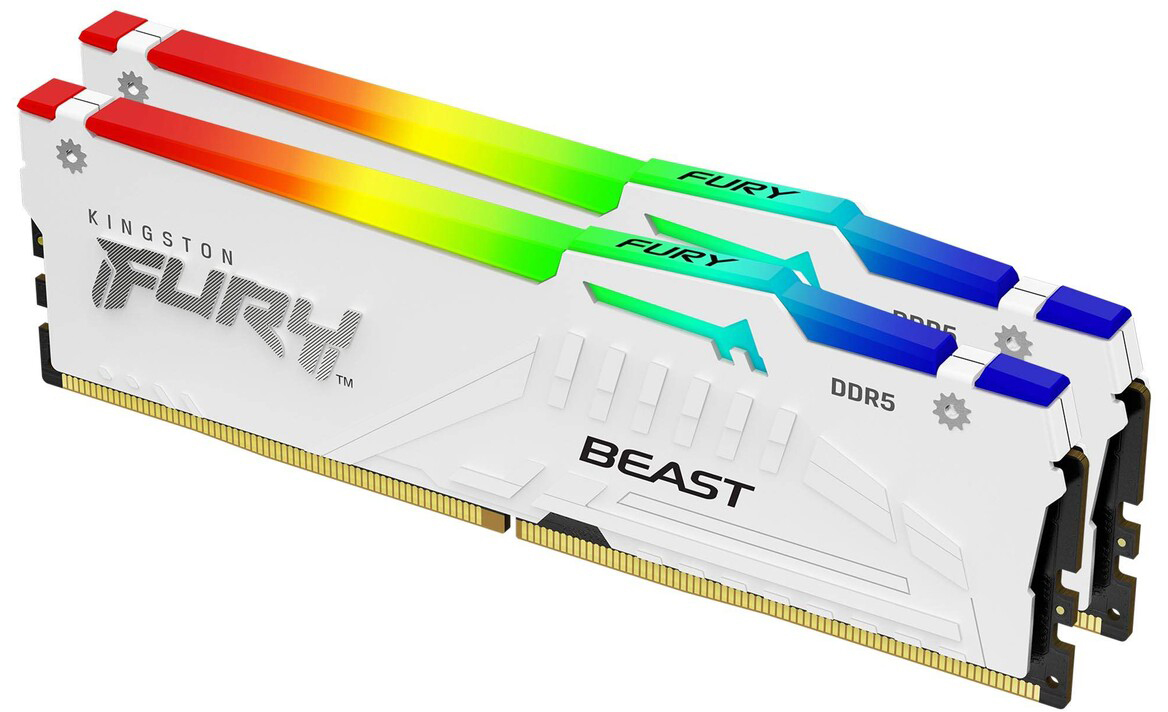 Память для ПК Kingston Fury Beast White RGB DDR5 6400 32GB (2x16GB) (KF564C32BWEAK2-32) фото1