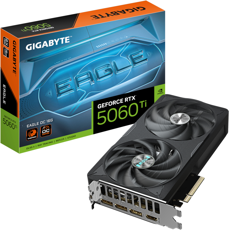 Видеокарта Gigabyte Nvidia GeForce RTX 5060 Ti Eeagle OC 16G (GV-N506TEAGLE OC-16GD) фото1