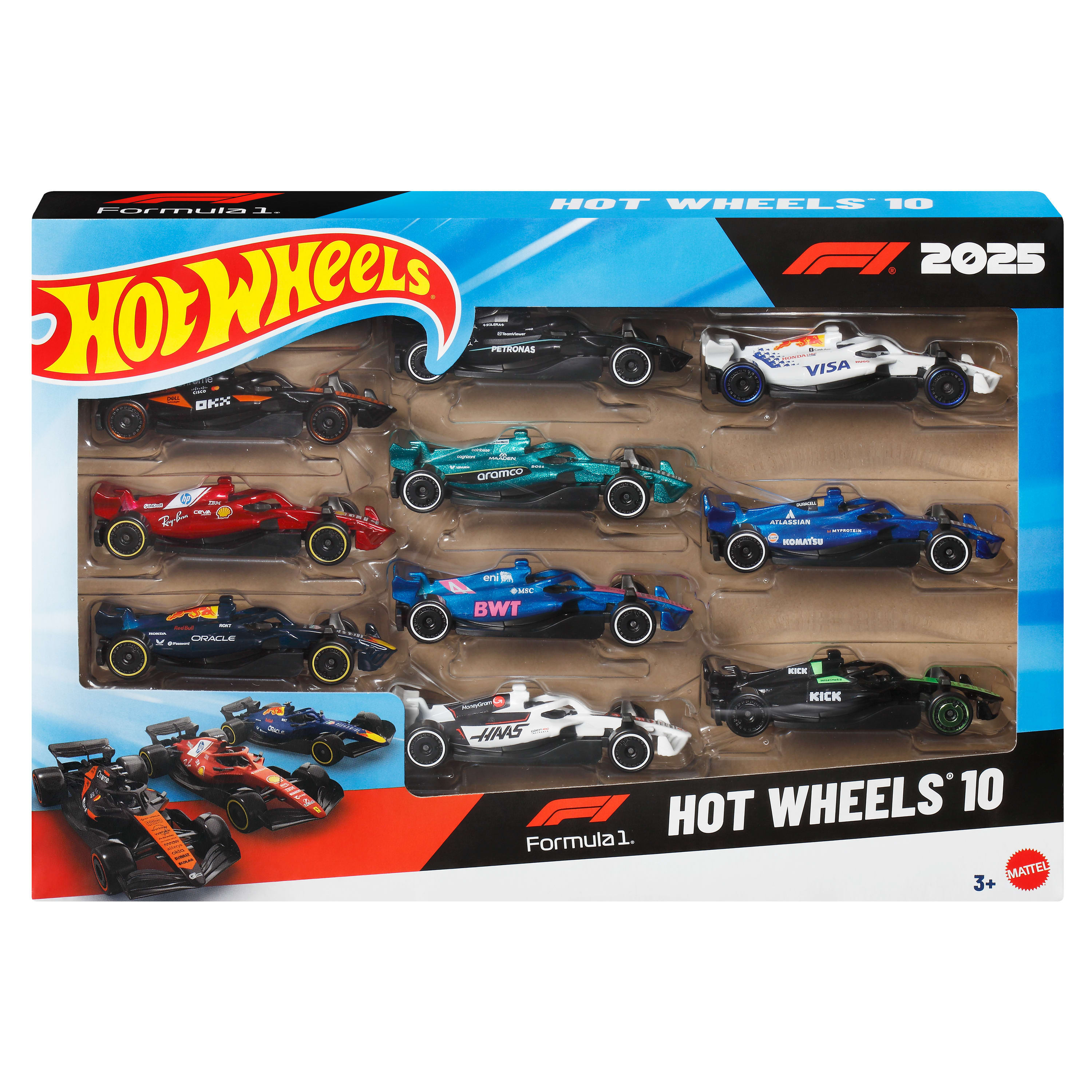 Набор из 10 базовых машинок Формула 1 Hot Wheels (JMM24) фото1