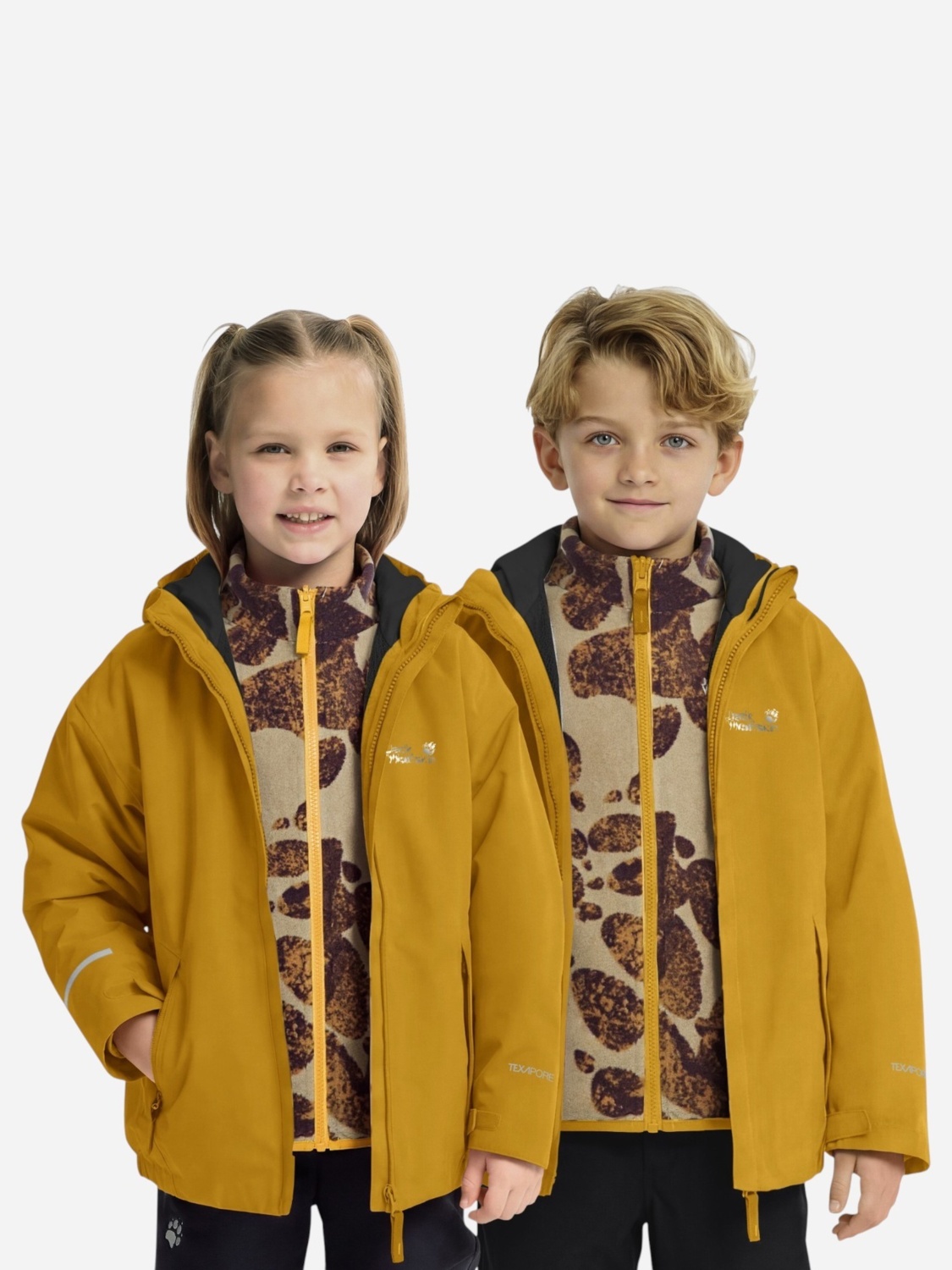 Куртка 3 в 1 детская Jack Wolfskin Iceland 3In1 Print Jkt K A66161_M0119 128 желтая