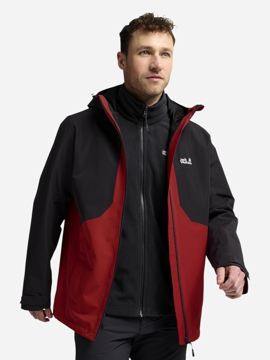 Куртка 3 в 1 мужская Jack Wolfskin Stonetrail 3In1 Jkt M A66291_J0191 L красная