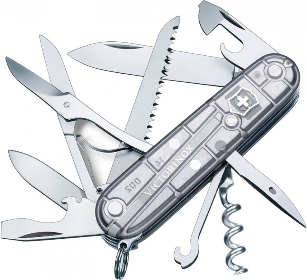 Нож Victorinox Huntsman 91мм, 15функ, серебр.прозрачный (Vx13713.T7) фото1