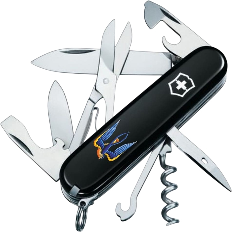 Нож Victorinox Climber Ukraine 91мм, 14функ, черный, Ласточка (Vx13703.3_T1230u) фото1