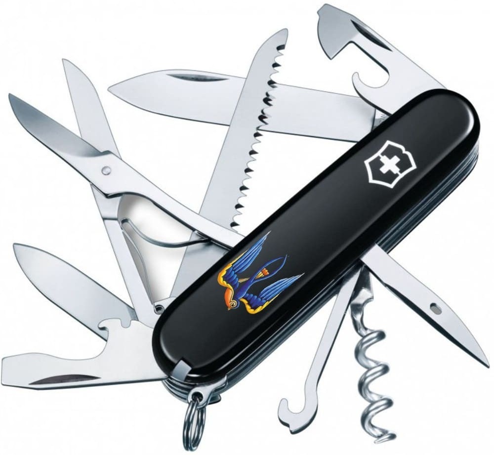 Нож Victorinox Huntsman Ukraine 91мм, 15функ, черный, Ласточка (Vx13713.3_T1230u) фото1
