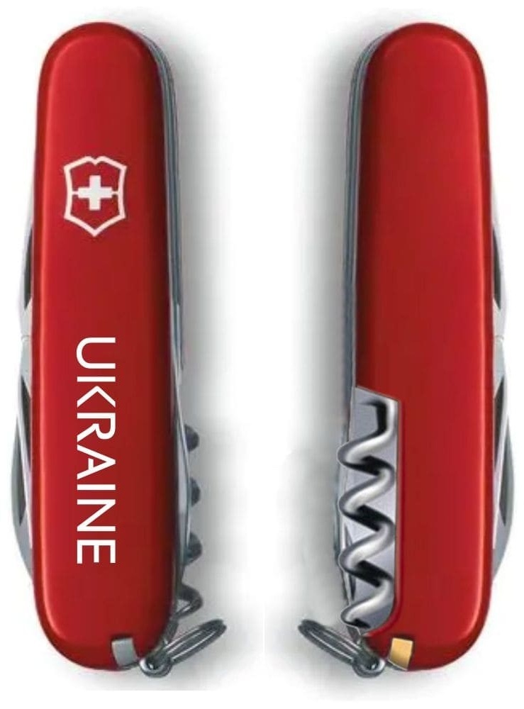Ніж Victorinox Spartan Ukraine 91мм,12функ,черв ,Ukraine біл. (Vx13603_T0140u) фото1