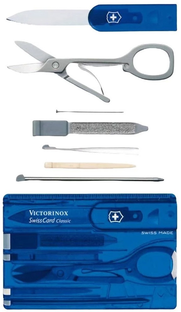 Ніж Victorinox Swisscard 82x54x4мм,10функ,син.прозор (Vx07122.T2) фото1