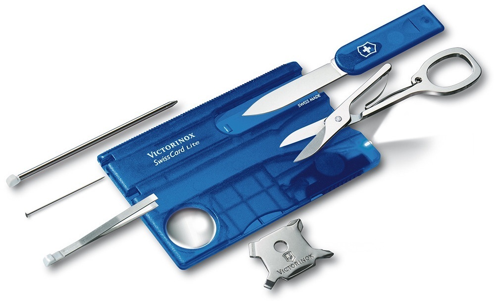 Ніж Victorinox Swisscard Lite 82х54х4мм,12функ,син.прозор (Vx07322.T2) фото1