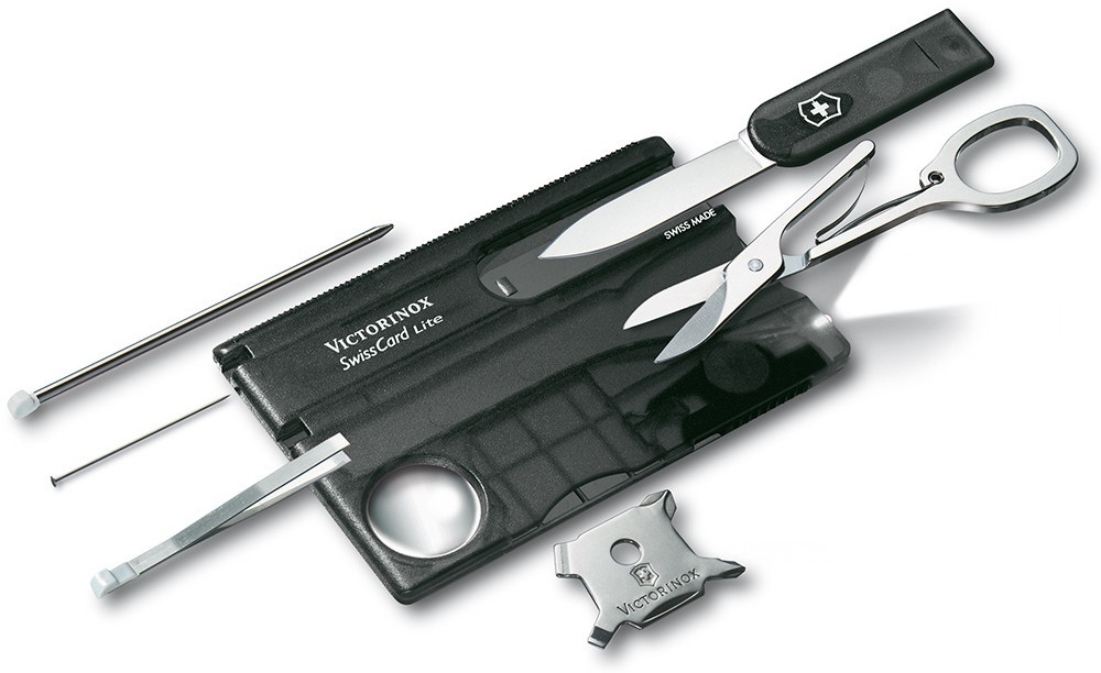 Нож Victorinox Swisscard Lite 82х54х4мм, 12функ, черный прозрачный (Vx07333.T3) фото1