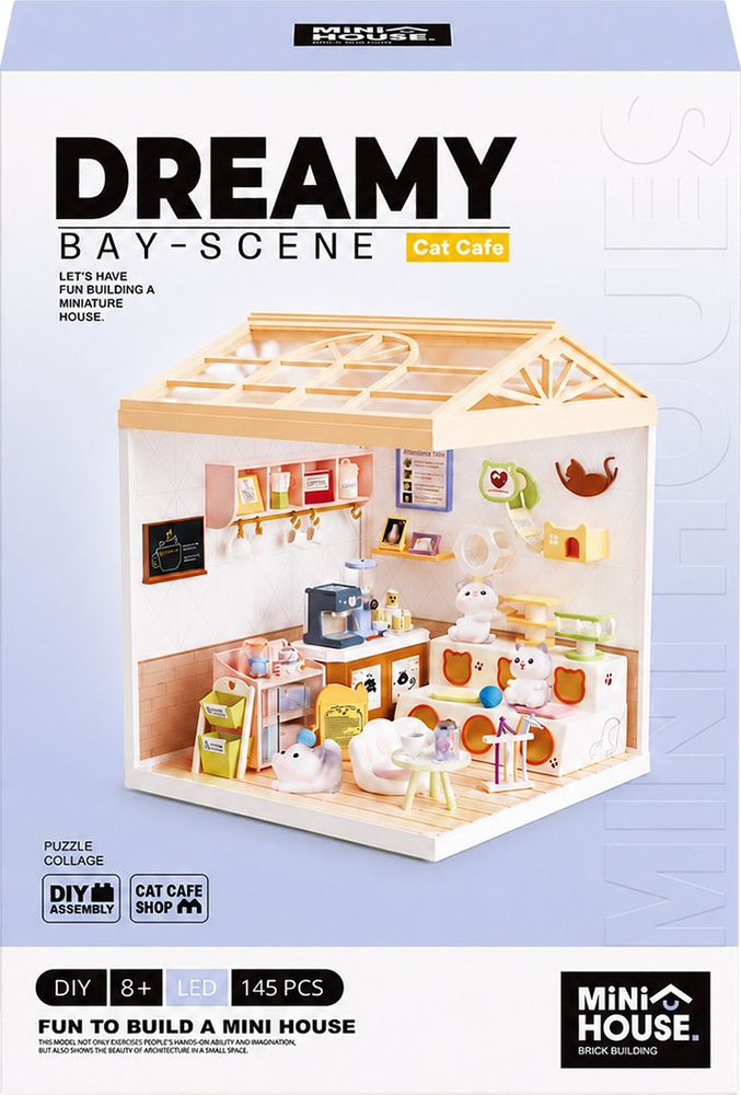 Конструктор-румбокс Mini House серии Интерьер – Котокафе (свет) (8007) фото1