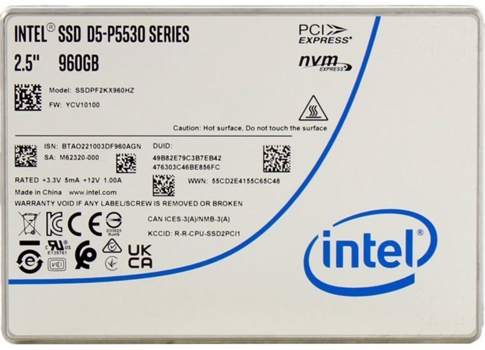 SSD накопичувач Enterprise Intel D5-P5530 960GB 2.5" OEM (SSDPF2KX960HZN1) фото1