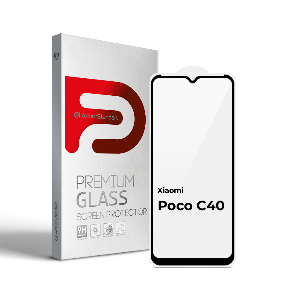 Захисне скло ArmorStandart Full Glue для Xiaomi Poco C40 Black (ARM62954) фото1