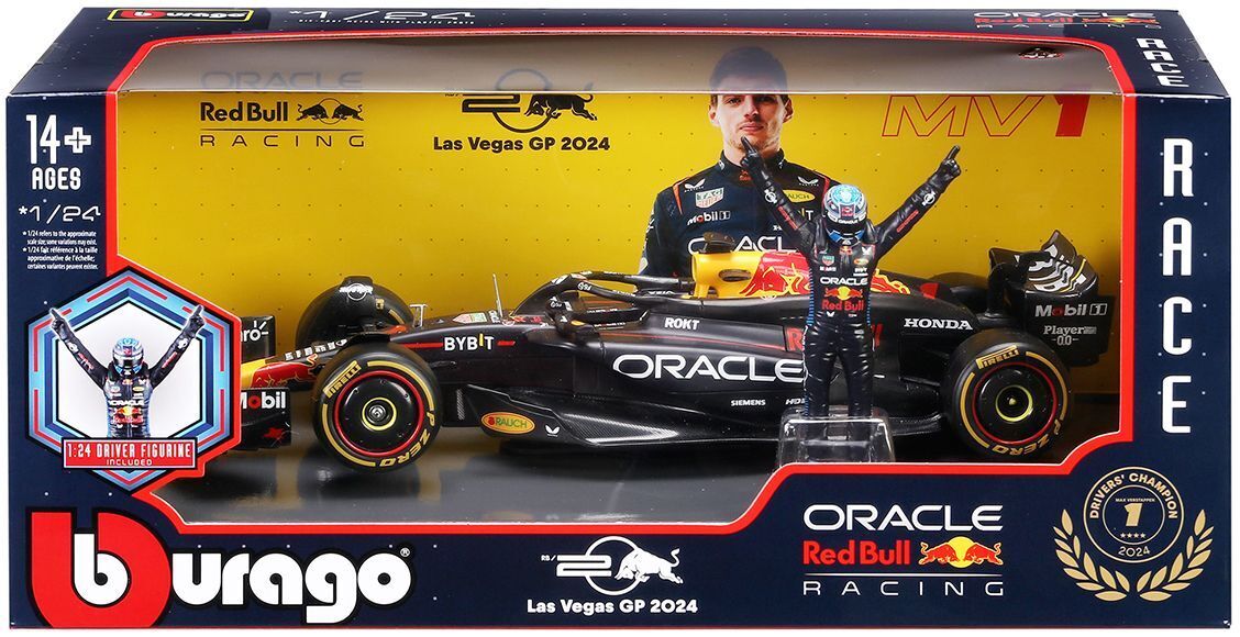Автомодель с фигуркой Bburago Oracle Red Bull Racing RB20 (2024) (1:24) (18-28060 (#1)) фото1