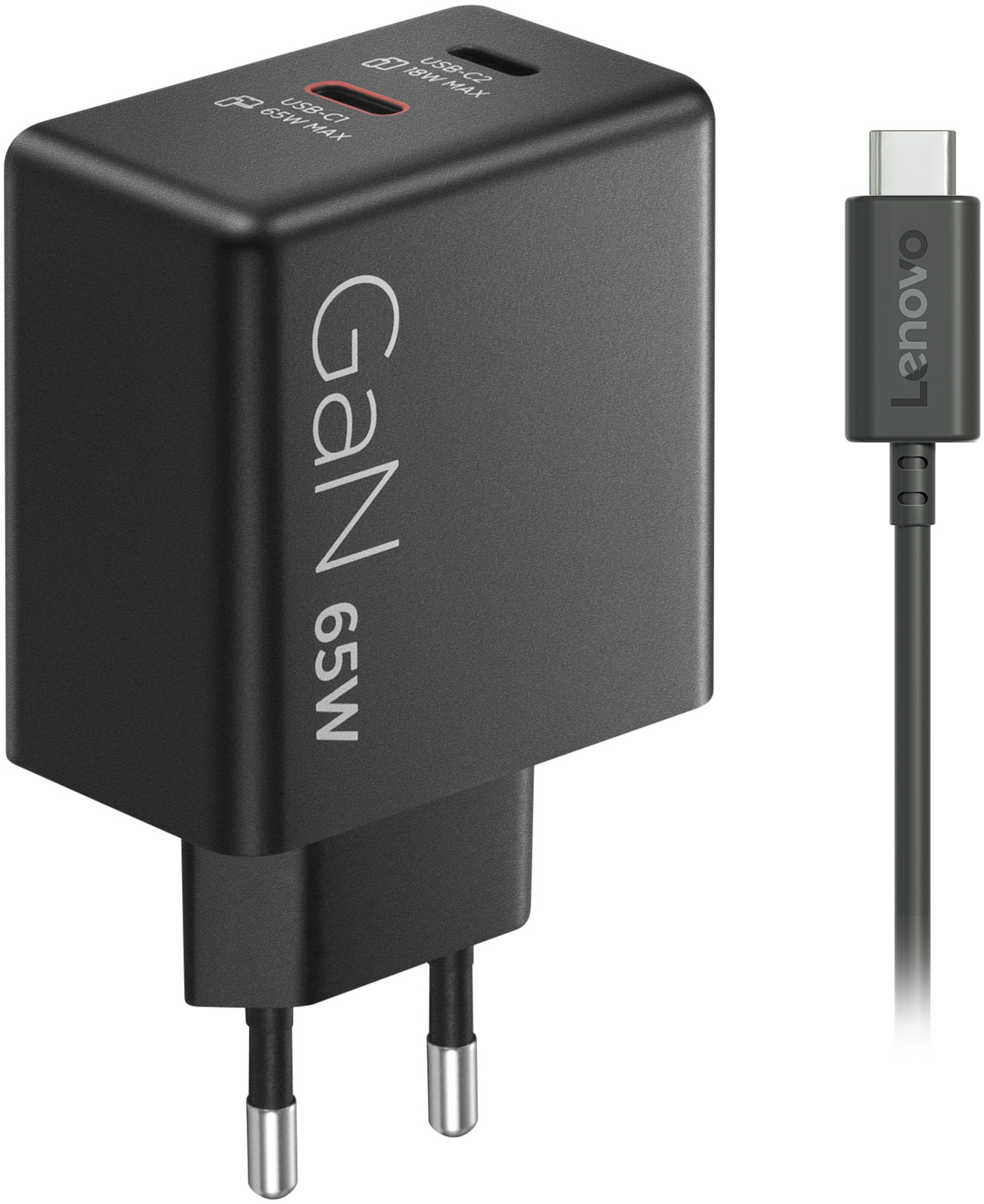 Блок живлення Lenovo Dual USB-C 65W GaN Charger (40AW065BEU) фото1