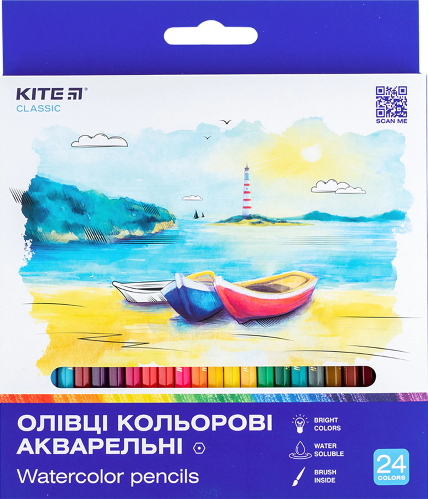 Карандаши цветные акварельные, 24 шт. Kite Classic (K-1050) фото1