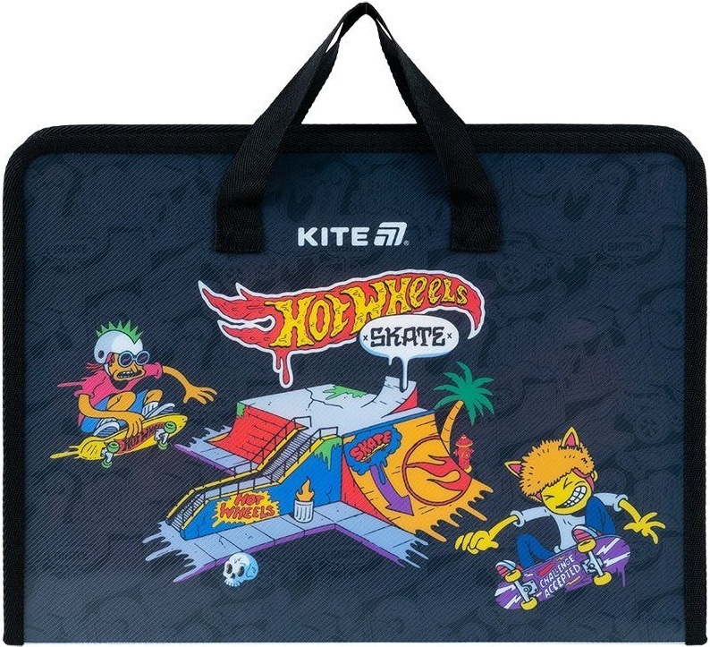 Папка-Портфель на блискавці Kite, 1 відділ., A4, Kite Hot Wheels (HW25-202) фото1