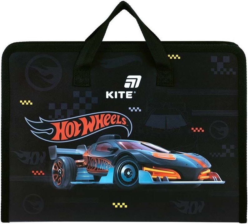 Папка-Портфель на блискавці Kite, 1 відділ., A4, Kite Hot Wheels (HW26-202) фото1