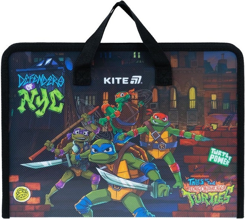 Папка-Портфель на блискавці Kite, 1 відділ., A4, Kite Ninja Turtles (NT25-202) фото1