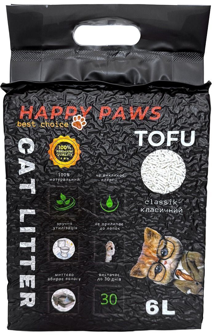 Наполнитель для кошачьих туалетов Happy Paws Classic тофу 6 л/2,6 кг фото1