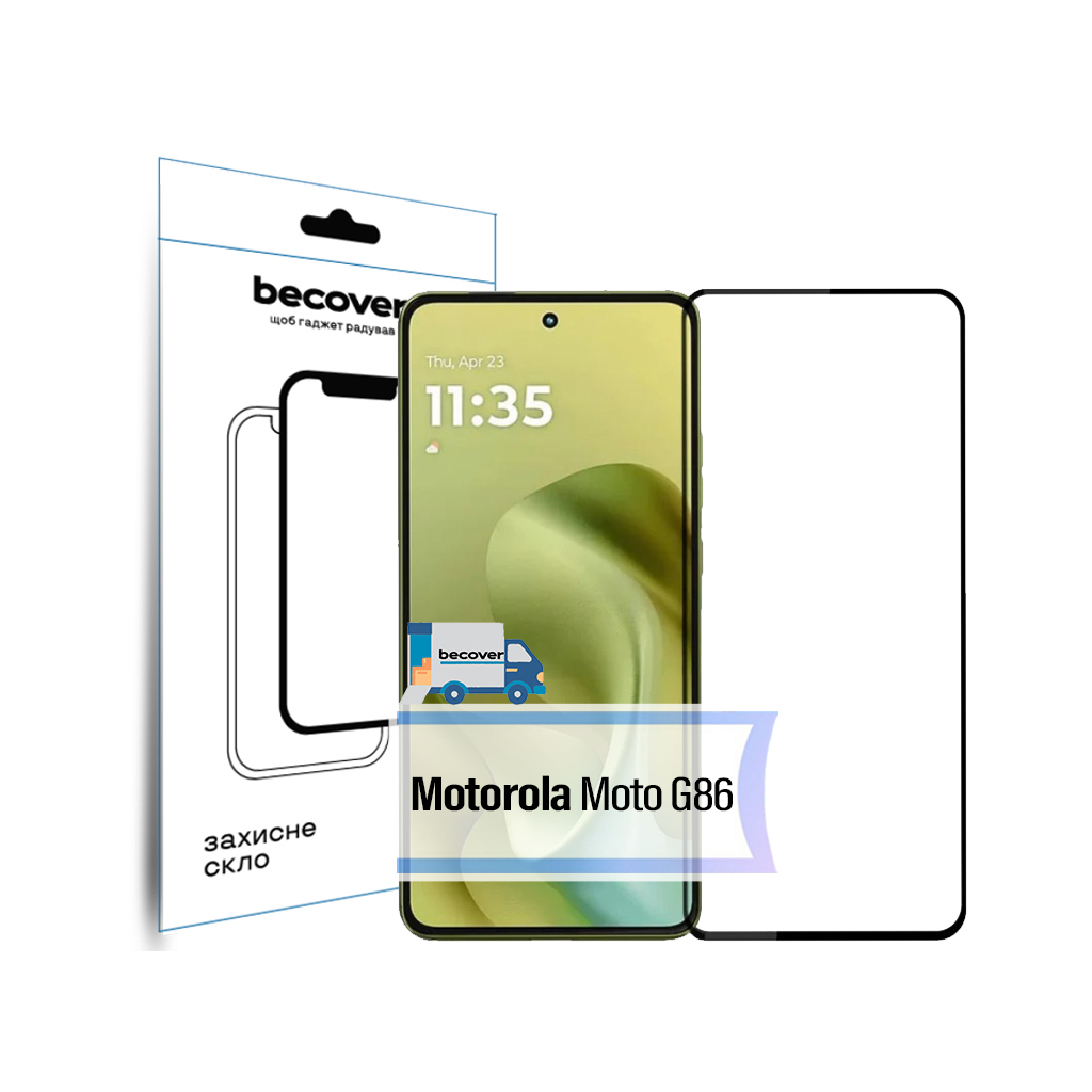 Захисне скло BeCover для Motorola Moto G86 Black (713727) фото1