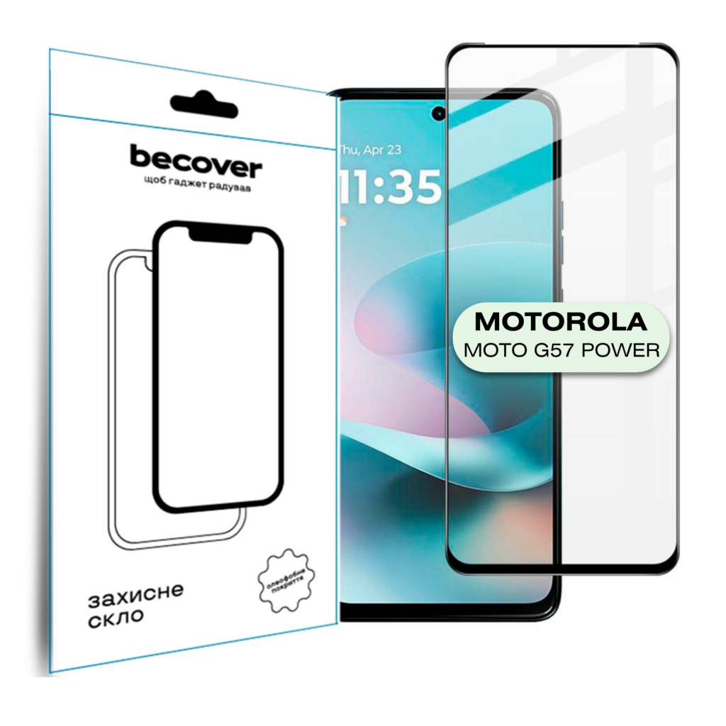 Захисне скло BeCover для Motorola Moto G57 Power Black (714855) фото1