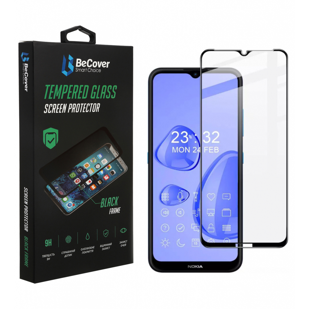 Защитное стекло BeCover для Nokia 1.4 Black (706902) фото1