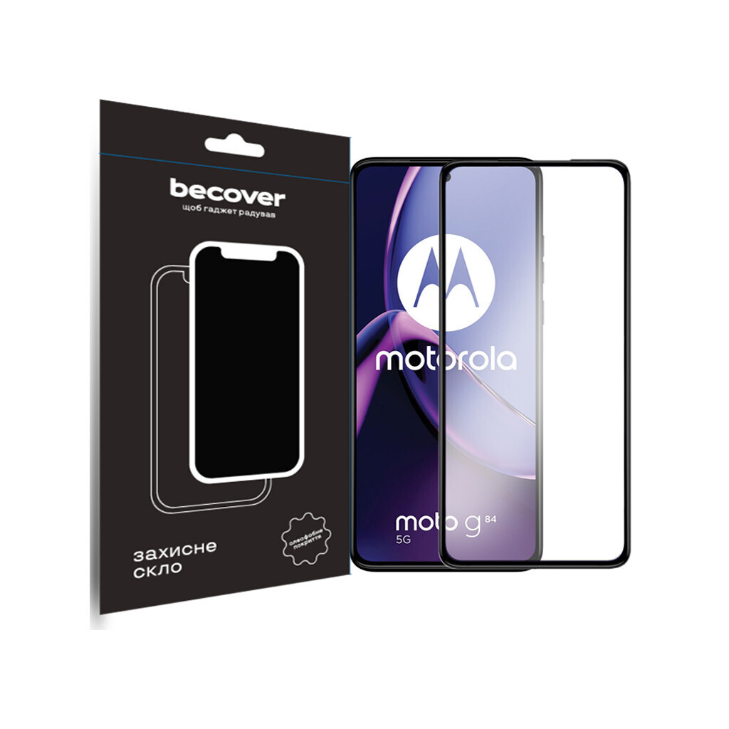 Захисне скло BeCover для Motorola Moto G84 Black (710108) фото1