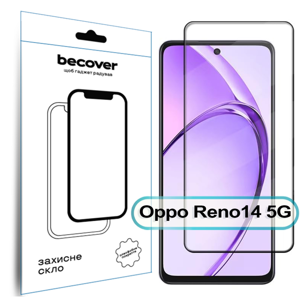 Защитное стекло BeCover для Oppo Reno14 5G Black (713933) фото1