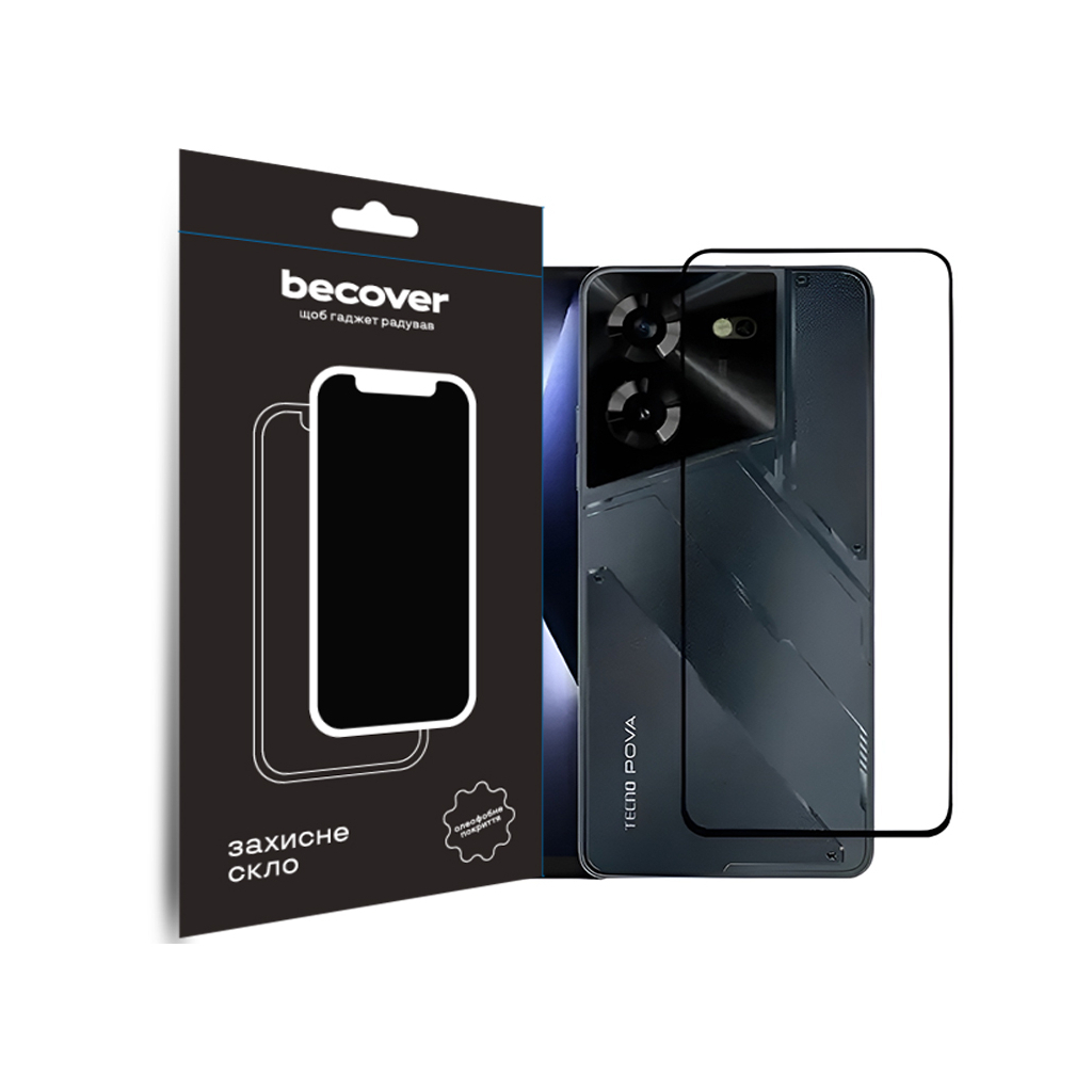 Защитное стекло BeCover для Tecno POVA 5 (LH7n) Black (710031) фото1