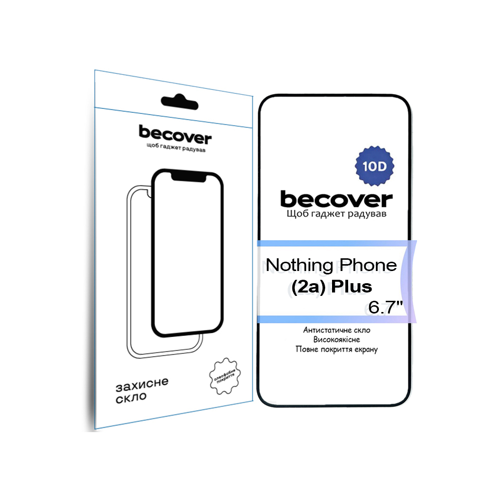 Захисне скло BeCover для Nothing Phone (2a) Plus 10D Black (713576) фото1