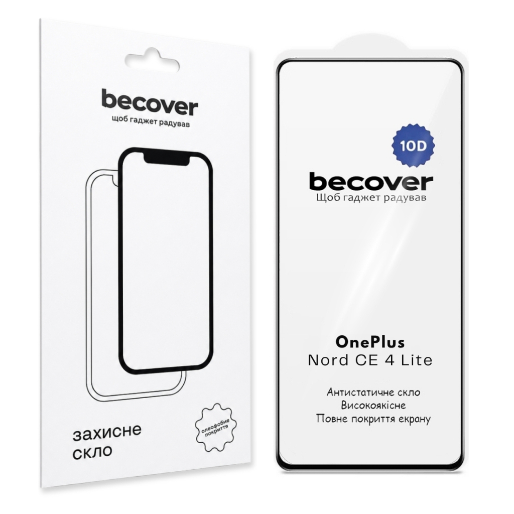 Защитное стекло BeCover для OnePlus Nord CE 4 Lite 10D Black (715712) фото1