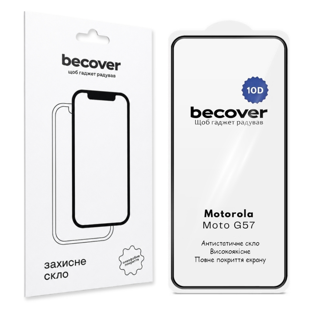 Защитное стекло BeCover для Motorola Moto G57 10D Black (715713) фото1