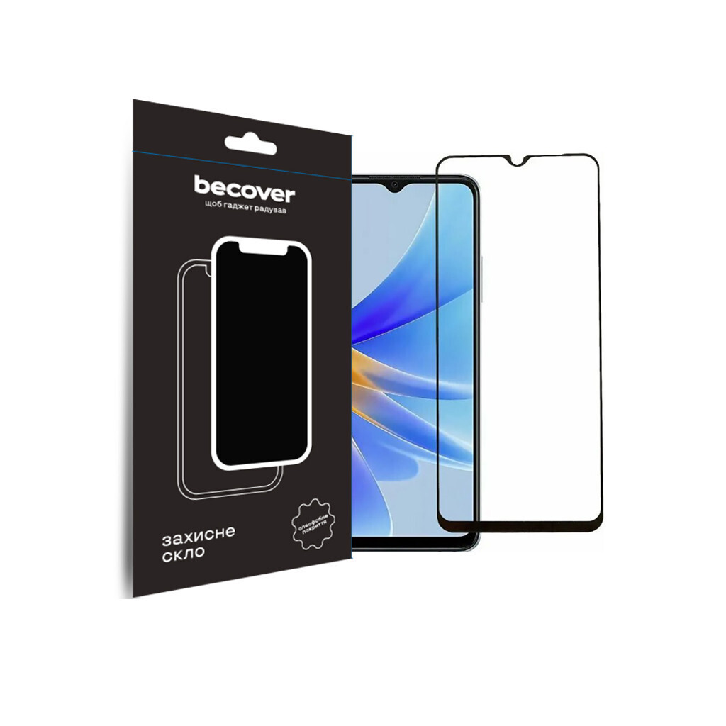 Защитное стекло BeCover для Oppo A17/A17k 4G Black (709774) фото1