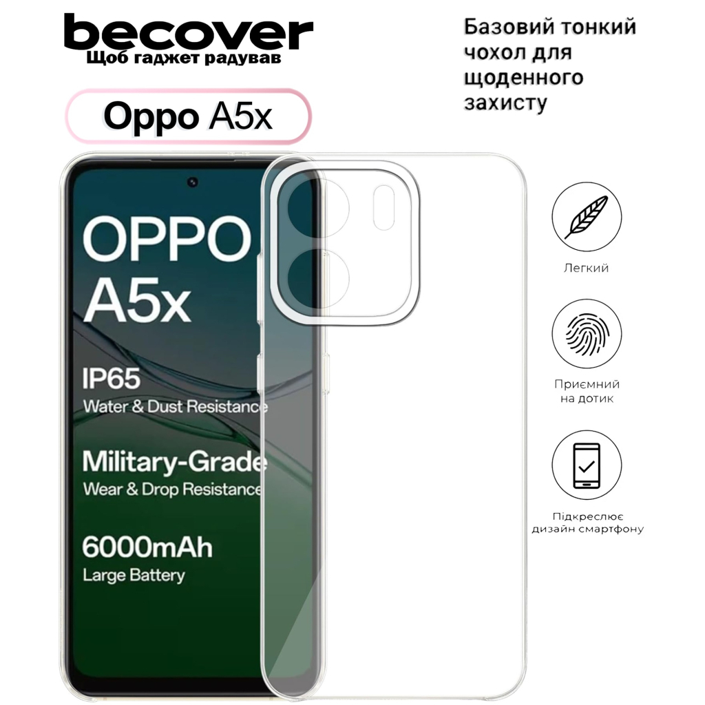 Силіконовий чохол BeCover для Oppo A5x 4G/5G Transparancy (713789) фото1