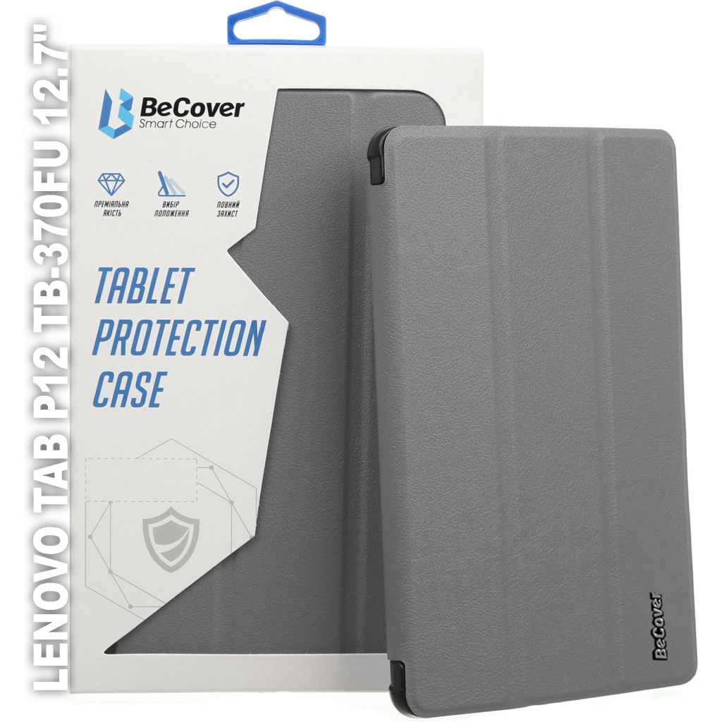 Чохол-книжка BeCover Smart Case для Lenovo Tab P12 TB-370FU 12.7" Gray (710059) фото1