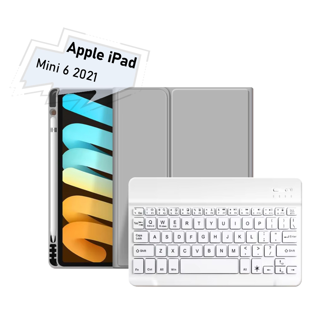Чохол-книжка з бездротовою клавіатурою BeCover для Apple iPad Mini 6 2021 Gray (712988) фото1
