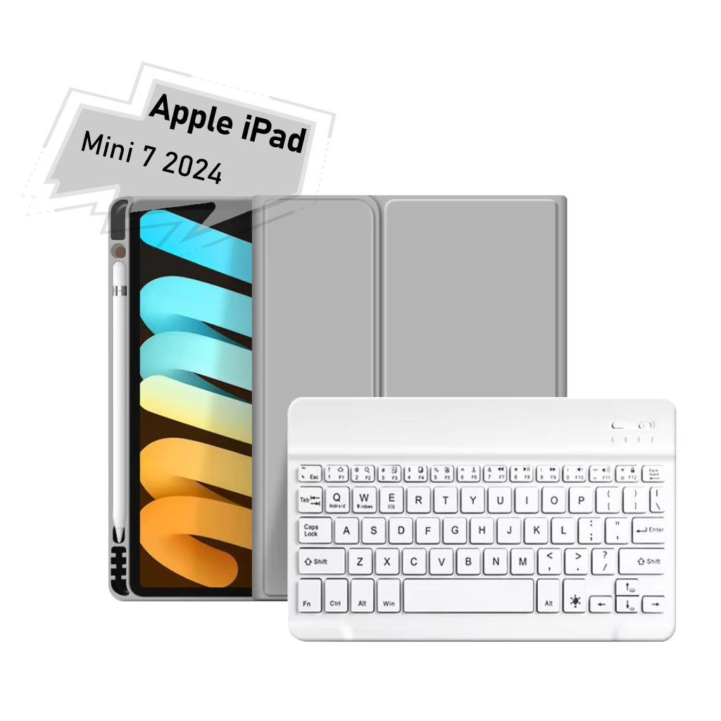 Чохол-книжка з бездротовою клавіатурою BeCover для Apple iPad Mini 7 2024 Gray (712994) фото1