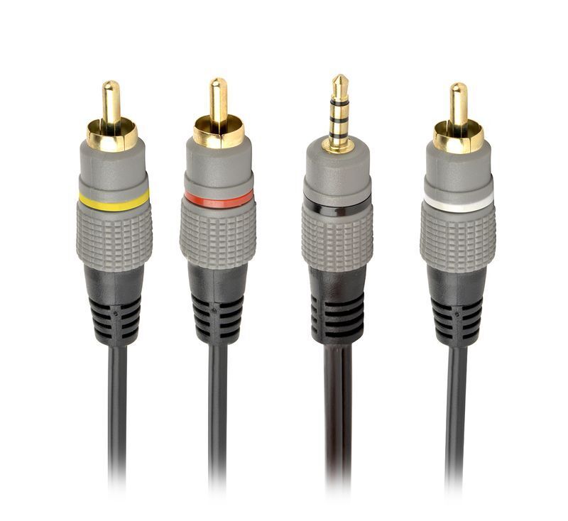Кабель аудіо-відео 3.5 jack (4pin) - 3RCA, 1.5 м фото1