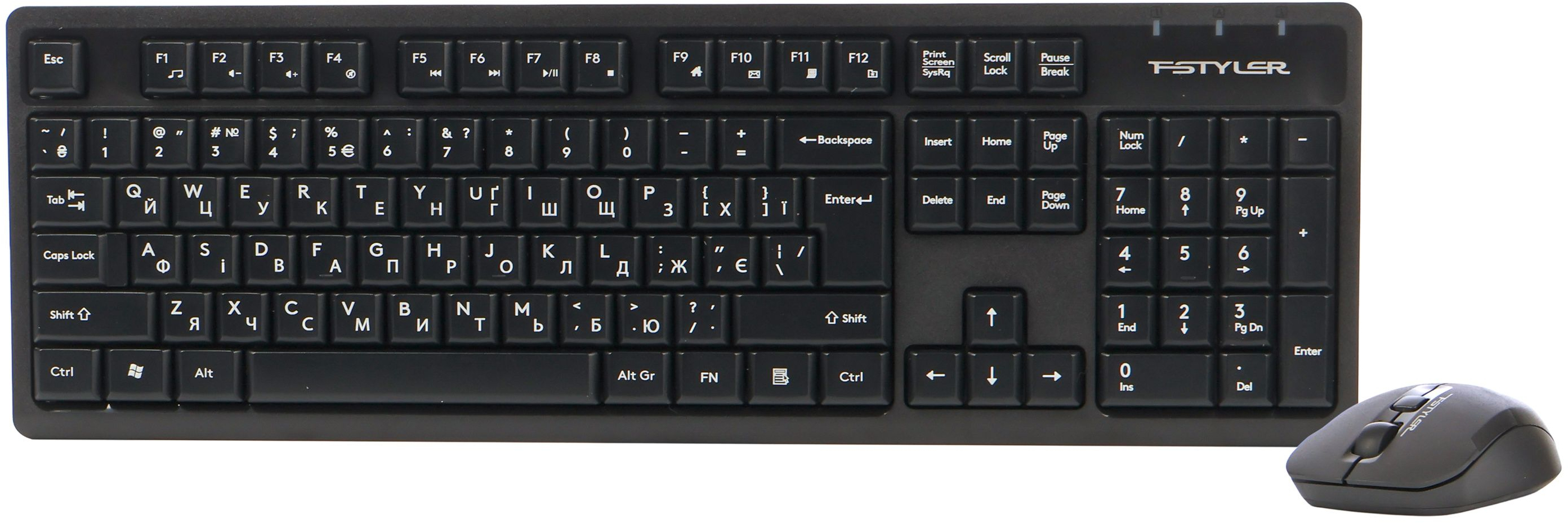 Бездротовий комплект A4Tech Fstyler клавіатура+миша безшумна (FG1200S Black) фото1
