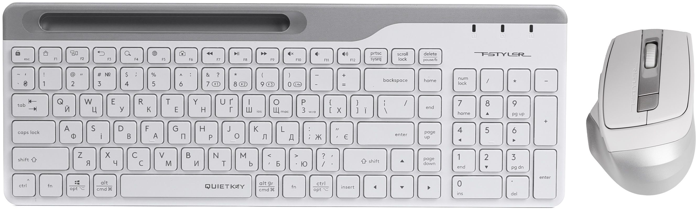 Беспроводной комплект A4Tech Fstyler клавиатура+мышь (FB2535C Icy White) фото1