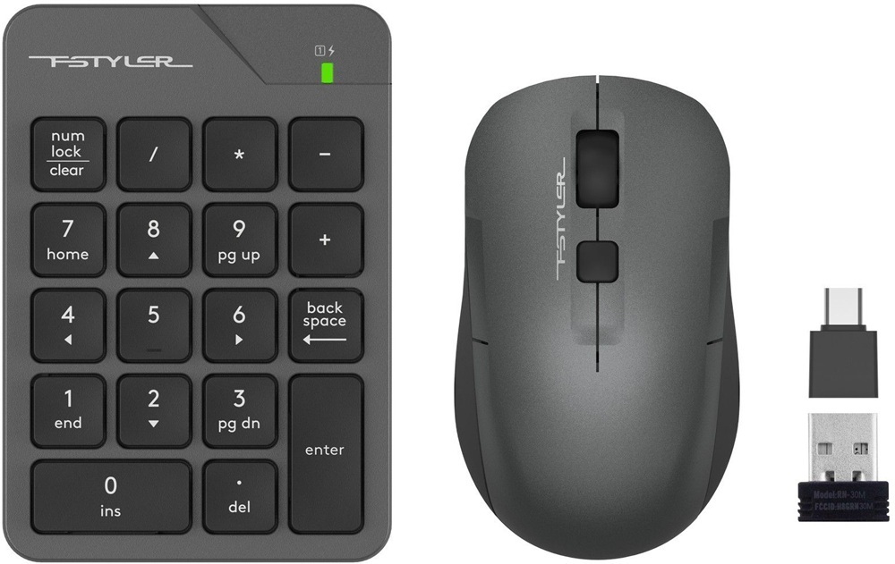 Беспроводной комплект A4Tech Fstyler клавиатура цифровая+мышь (FG1600C Air2 Grey) фото1