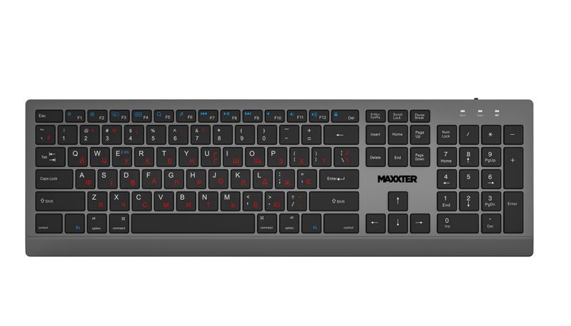 Бездротова клавіатура Maxxter, з акумулятором, безшумна, KBW-01G-UA, сіра фото1