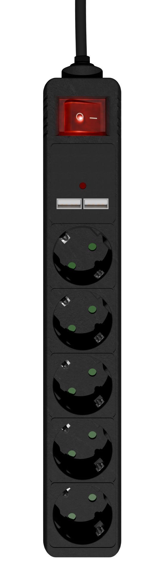 Удлинитель EnerGenie, 1.5 м 5 розеток, USB зарядка 2 А SPG5-U2-5-02 фото1