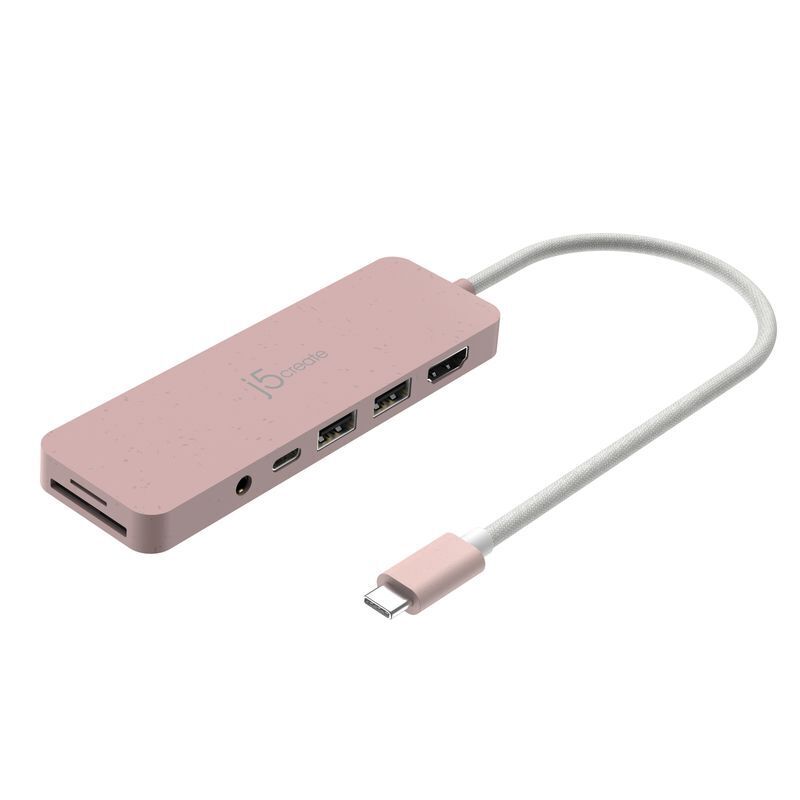 Хаб USB-C 6-в-1 (хаб/HDMI/картридер/аудио), красный фото1