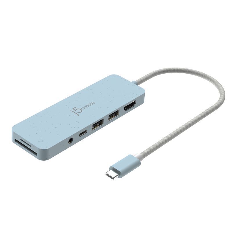 Хаб USB-C 6-в-1 (хаб/HDMI/картридер/аудио), синий фото1