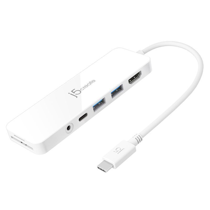 Хаб USB-C 6-в-1 (хаб/HDMI/картридер/аудио), JCD373-N белый фото1