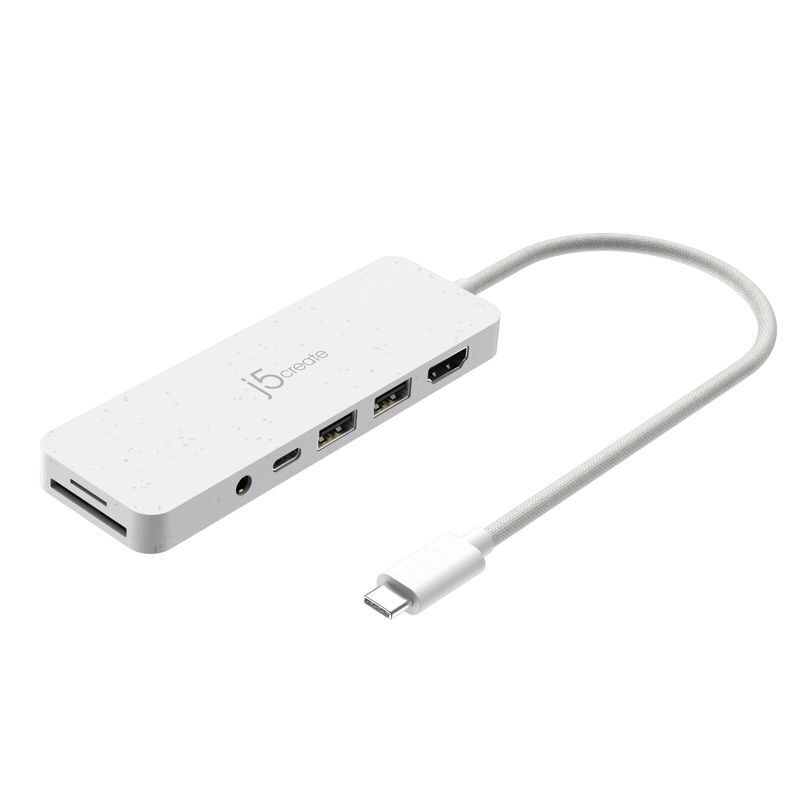 Хаб USB-C 6-в-1 (хаб/HDMI/картридер/аудио), JCD373EW-N белый фото1