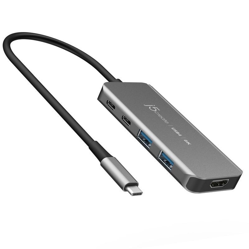 Хаб USB-C 5-в-1 (хаб/HDMI/PD/LAN), серый фото1