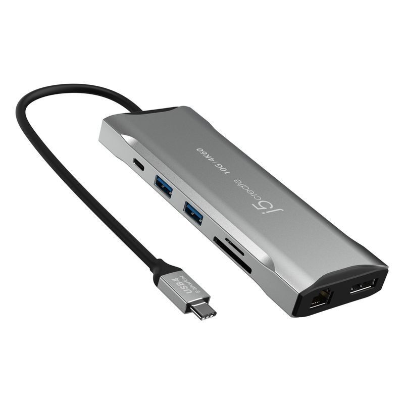 Хаб USB-C 10Gbps, 9-в-1 (хаб/HDMI/DP/PD/LAN/картридер), серый фото1