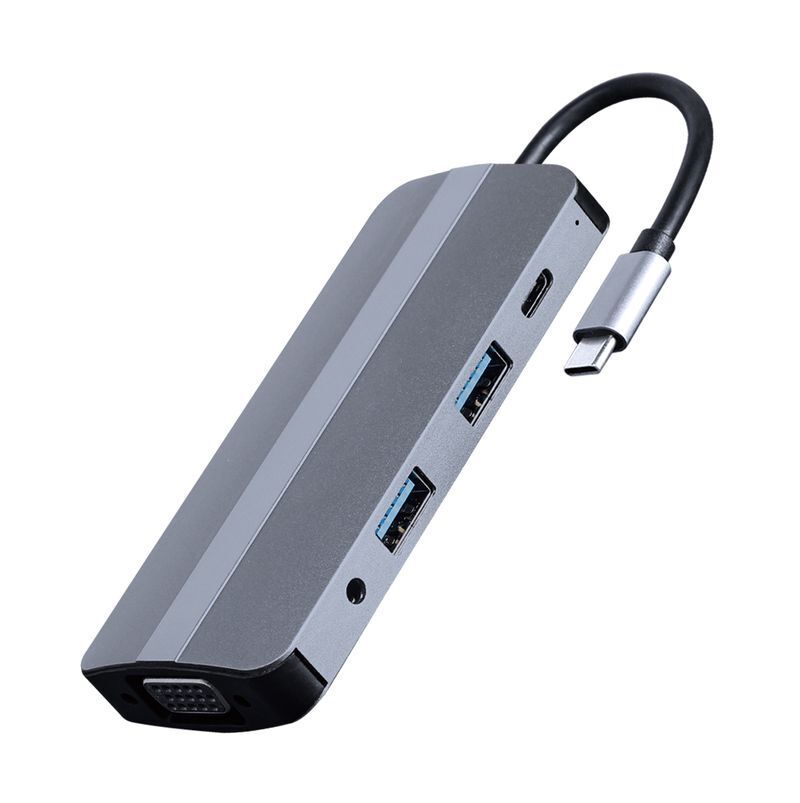 Док станция USB-C 8-в-1 (USB хаб 3.0/HDMI//VGA/PD/картридер/стерео-аудио) фото1