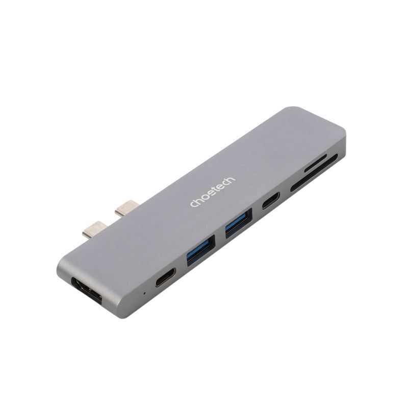 Док станция USB-C 7-в-1 (HDMI/картрідер/USB-A/USB-C), для MacBook Pro/Air, алюминий фото1